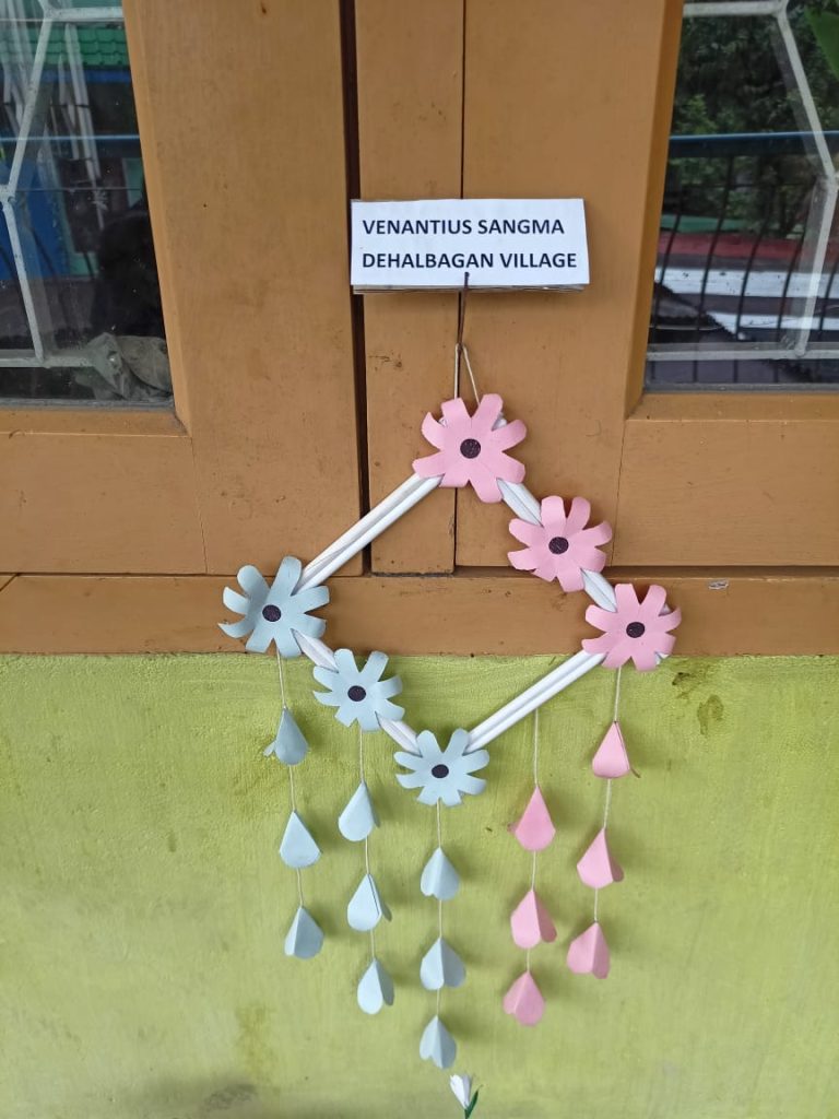 Crafts made by Children's Club In Byrnihat on World Environment Day